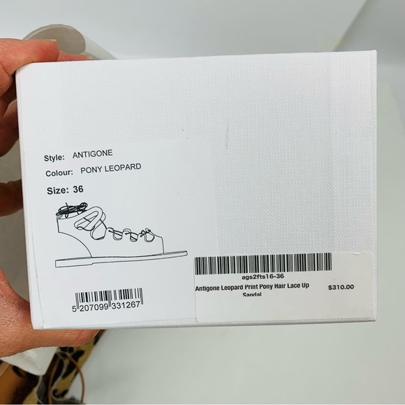 Ancient Greek Sandals Antigone LeopardPrint Pony hair Lace up sandal - Picture 8 of 15